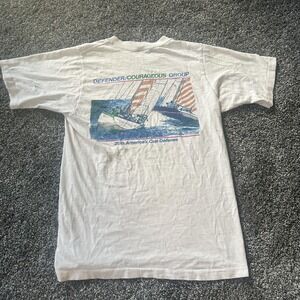 Vintage Crazy Shirts America's Cup Shirt Mens Small White Sailboat‎ Graphic 80s